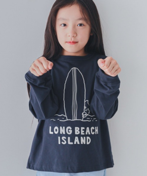 jeans-b 2nd(ジーンズベーセカンド)の「Jeans-b 2nd/ジーンズベーセカンド LONG BEACHロングTシャツ(Tシャツ/カットソー・キッズ・アイボリー/ネイビー・110cm/120cm/130cm/140cm/150cm/160cm)」の2枚目の写真