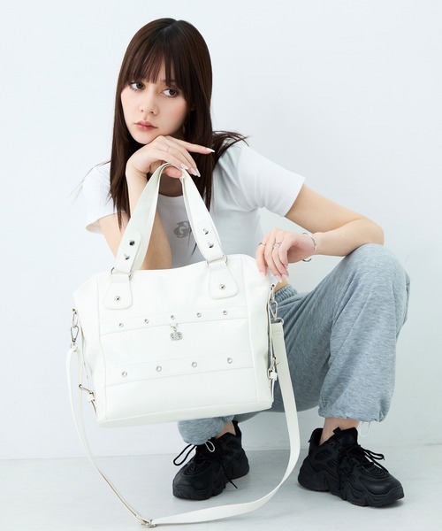 GYDA(ジェイダ)の「GYDA(ジェイダ)2WAYトートバッグ A4対応 ショルダーバッグ GY-B436 ダブルベルト(トートバッグ・レディース・ブラック/パープル/アイボリー・FREE)」の4枚目の写真