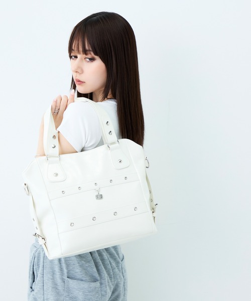 GYDA(ジェイダ)の「GYDA(ジェイダ)2WAYトートバッグ A4対応 ショルダーバッグ GY-B436 ダブルベルト(トートバッグ・レディース・ブラック/パープル/アイボリー・FREE)」の5枚目の写真
