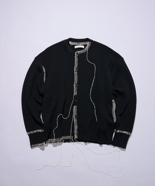 OUAT(オーユーエーティー)の「【OUAT】別注OFFICE CREW CARDIGAN(カーディガン/ボレロ・メンズ・ベージュ/ブラック・2/3)」の9枚目の写真