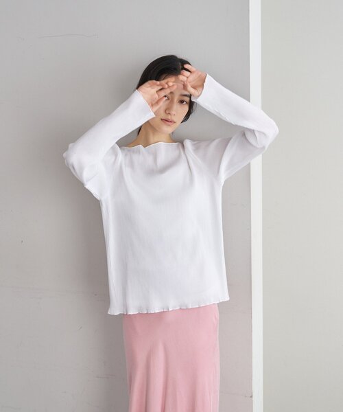 SHENERY（シーナリー）の「プリーツカーディガン（シャツ/ブラウス・レディース・オフホワイト/ブラック・FREE）」の4枚目の写真