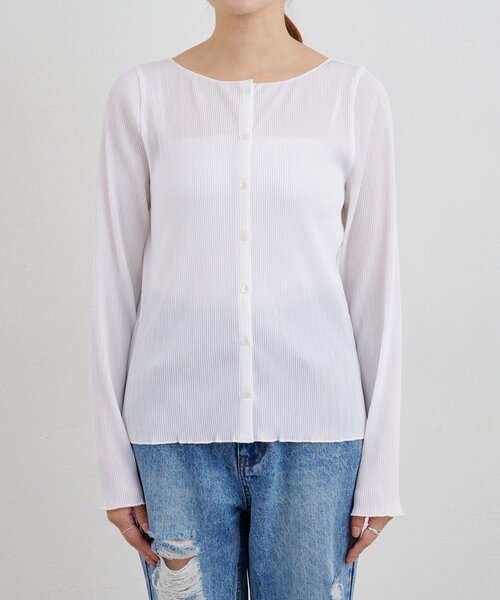 SHENERY（シーナリー）の「プリーツカーディガン（シャツ/ブラウス・レディース・オフホワイト/ブラック・FREE）」の15枚目の写真