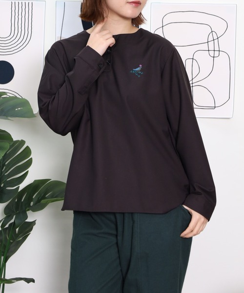Emago(イマゴ)の「EMAGO トリ刺繍ブラウス(シャツ/ブラウス・レディース・ブラック/アイボリー/マスタード・FREE)」の14枚目の写真