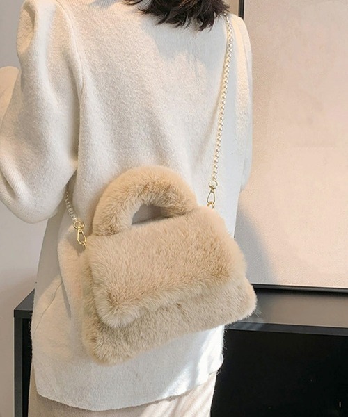 Miniministore（ミニミニストア）の「ファーショルダーバッグ パールチェーン鞄（ショルダーバッグ・レディース・ブラック/モカ/ベージュ/ホワイト・FREE）」の18枚目の写真