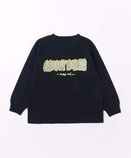 GROOVY COLORS（グルービーカラーズ）の「Graffiti Logo Long Sleeve Tee（Tシャツ/カットソー・キッズ・ネイビー・125/115）」の2枚目の写真