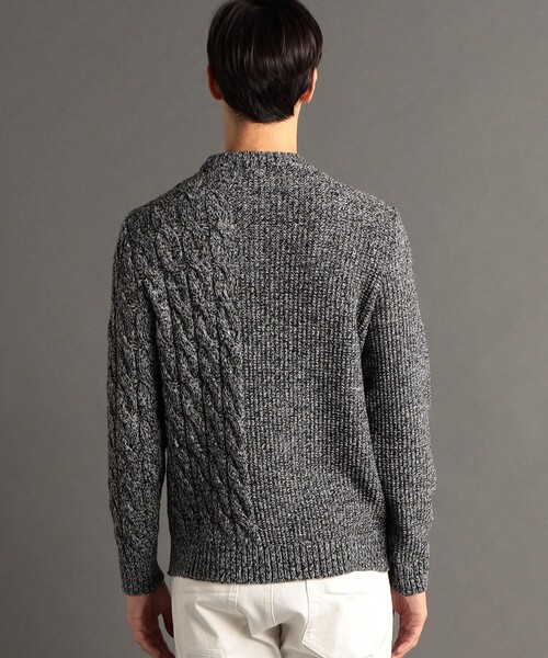 MONSIEUR NICOLE（ムッシュニコル）の「【ex/tra】 ミックスケーブル クルーネックニット（ニット/セーター・メンズ・ホワイト/グレー・MEDIUM/LARGE/X-LARGE）」の5枚目の写真