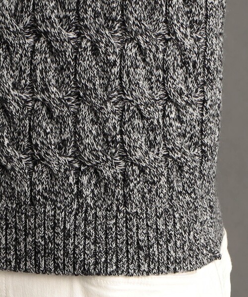 MONSIEUR NICOLE（ムッシュニコル）の「【ex/tra】 ミックスケーブル クルーネックニット（ニット/セーター・メンズ・ホワイト/グレー・MEDIUM/LARGE/X-LARGE）」の9枚目の写真