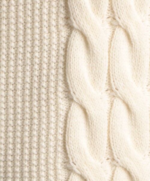 MONSIEUR NICOLE（ムッシュニコル）の「【ex/tra】 ミックスケーブル クルーネックニット（ニット/セーター・メンズ・ホワイト/グレー・MEDIUM/LARGE/X-LARGE）」の10枚目の写真