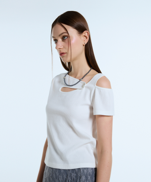 LARTIGENT（ラーティゼン）の「L11 ONE SHOULDER TOP(WHITE)（Tシャツ/カットソー・レディース・その他・FREE）」の3枚目の写真