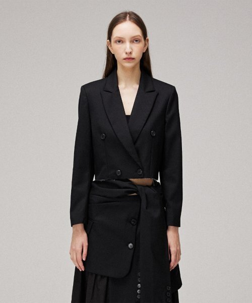 MMAM(ムアム)の「Double cropped blazer(テーラードジャケット・レディース・ブラック・FREE)」の1枚目の写真