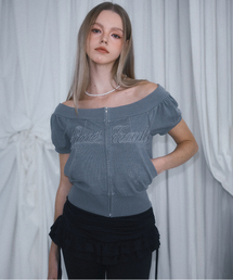 Pigment Off Shoulder Zip-up [Charcoal]