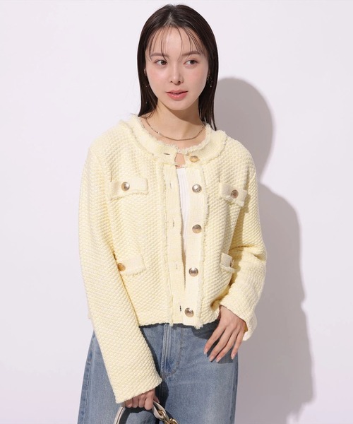 Mystrada（マイストラーダ）の「フリンジニットジャケット（ニット/セーター・レディース・ブラック/ホワイト/イエロー/ブルー・36/38）」の12枚目の写真