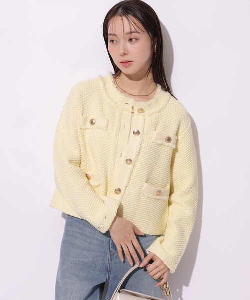 Mystrada（マイストラーダ）の「フリンジニットジャケット（ニット/セーター・レディース・ブラック/ホワイト/イエロー/ブルー・36/38）」の14枚目の写真