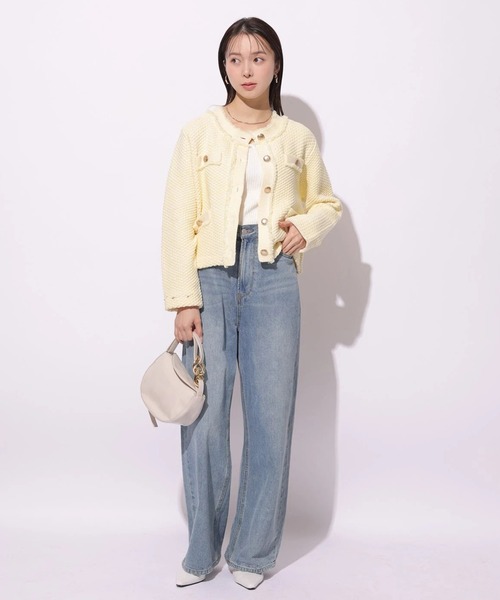 Mystrada（マイストラーダ）の「フリンジニットジャケット（ニット/セーター・レディース・ブラック/ホワイト/イエロー/ブルー・36/38）」の16枚目の写真