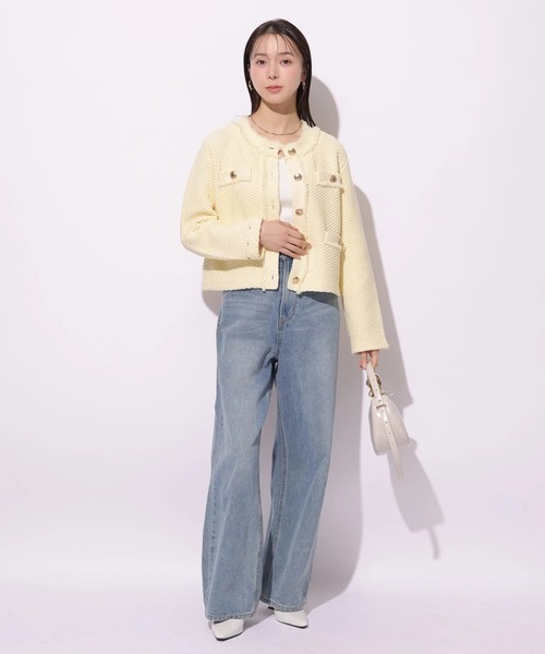 Mystrada（マイストラーダ）の「フリンジニットジャケット（ニット/セーター・レディース・ブラック/ホワイト/イエロー/ブルー・36/38）」の17枚目の写真