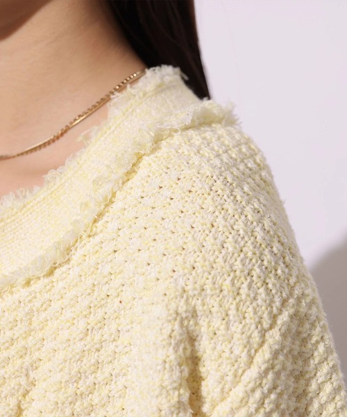 Mystrada（マイストラーダ）の「フリンジニットジャケット（ニット/セーター・レディース・ブラック/ホワイト/イエロー/ブルー・36/38）」の18枚目の写真