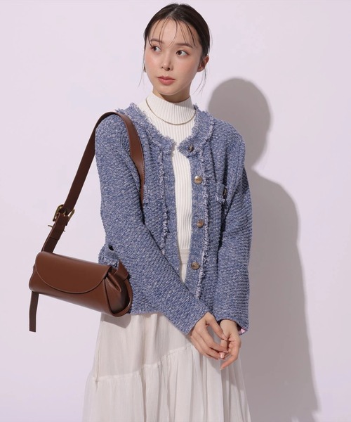 Mystrada（マイストラーダ）の「フリンジニットジャケット（ニット/セーター・レディース・ブラック/ホワイト/イエロー/ブルー・36/38）」の19枚目の写真