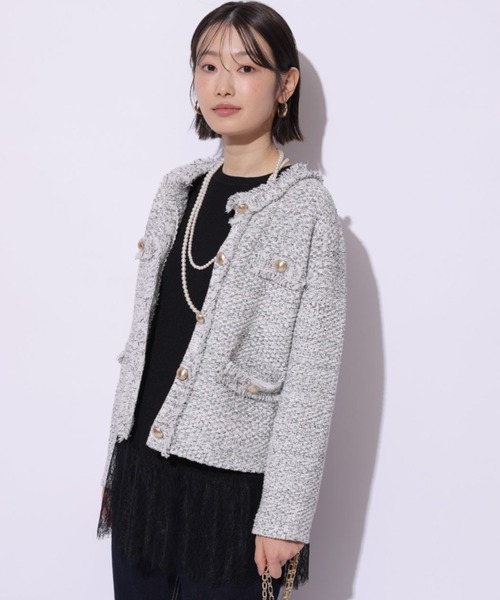 Mystrada（マイストラーダ）の「フリンジニットジャケット（ニット/セーター・レディース・ブラック/ホワイト/イエロー/ブルー・36/38）」の22枚目の写真