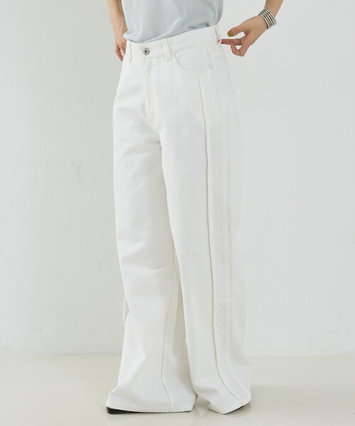 NOMINE(ノミネ)の「サイドライン ワイド デニムパンツ(デニムパンツ・レディース・ブルー/チャコールグレー/ホワイト・S/M)」の15枚目の写真