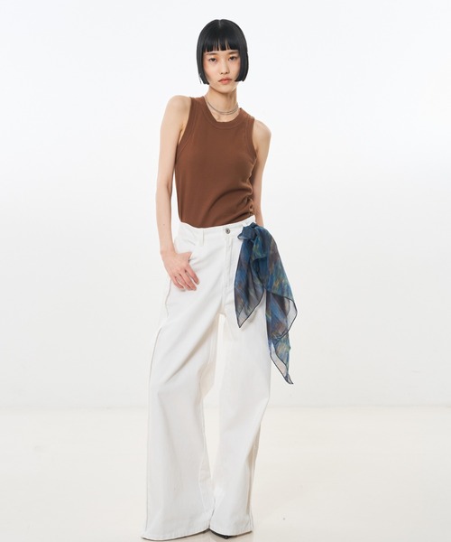 NOMINE(ノミネ)の「サイドライン ワイド デニムパンツ(デニムパンツ・レディース・ブルー/チャコールグレー/ホワイト・S/M)」の16枚目の写真