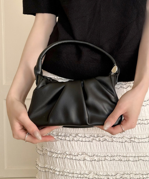 Eclat one(エクラワン)の「【Eclat one】ワンハンドル ギャザー ハンドバッグ(ハンドバッグ・レディース・ブラウン/アイボリー/ブラック・FREE)」の1枚目の写真