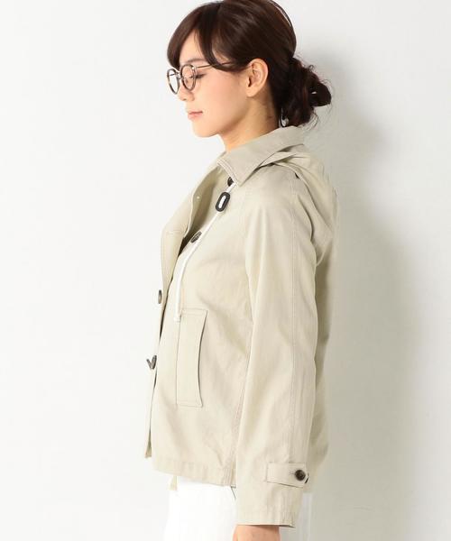 coen（コーエン）の「コットンリネンフーデッドショートPコート（マウンテンパーカー・レディース・ベージュ/ネイビー・LARGE/MEDIUM）」の5枚目の写真