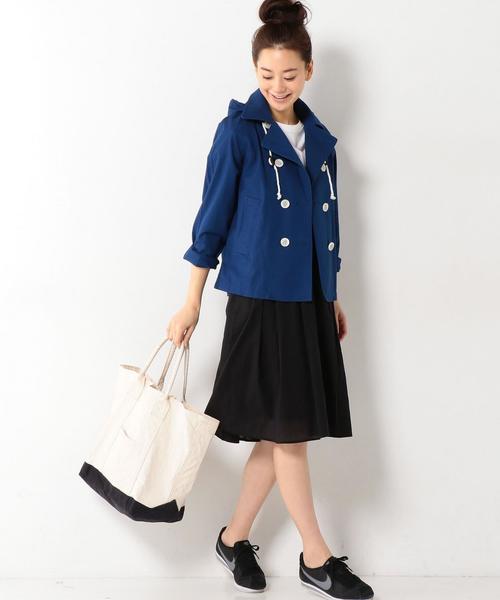 coen（コーエン）の「コットンリネンフーデッドショートPコート（マウンテンパーカー・レディース・ベージュ/ネイビー・LARGE/MEDIUM）」の12枚目の写真