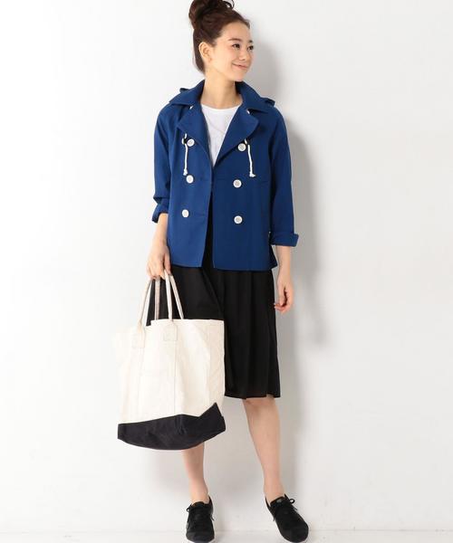 coen（コーエン）の「コットンリネンフーデッドショートPコート（マウンテンパーカー・レディース・ベージュ/ネイビー・LARGE/MEDIUM）」の13枚目の写真