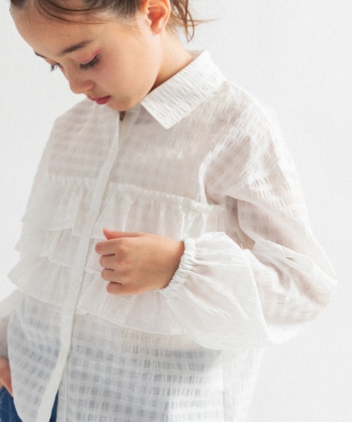 EDWIN（エドウィン）の「【Ou? by EDWIN】フリルブラウス（シャツ/ブラウス・キッズ・オフホワイト・150/130/140/120/100/90/110）」の12枚目の写真
