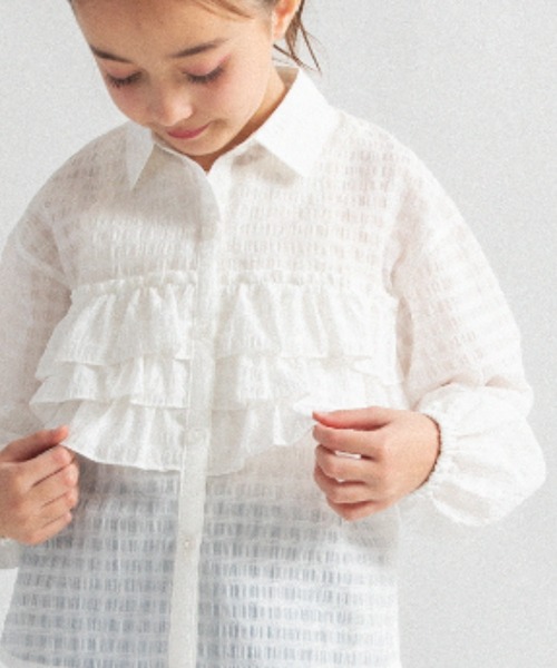 EDWIN（エドウィン）の「【Ou? by EDWIN】フリルブラウス（シャツ/ブラウス・キッズ・オフホワイト・150/130/140/120/100/90/110）」の13枚目の写真