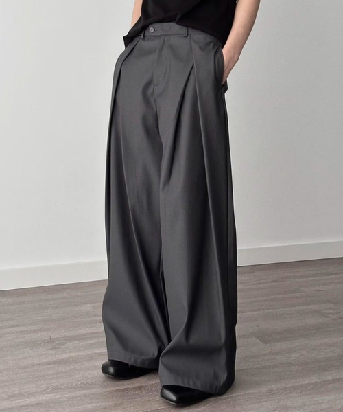 B.R.U(ブル)の「プリーツワイドレッグスラックス(スラックス・メンズ・ブラック/グレー・LARGE/MEDIUM)」の21枚目の写真