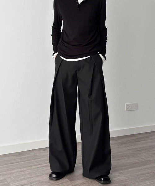 B.R.U(ブル)の「プリーツワイドレッグスラックス(スラックス・メンズ・ブラック/グレー・LARGE/MEDIUM)」の11枚目の写真