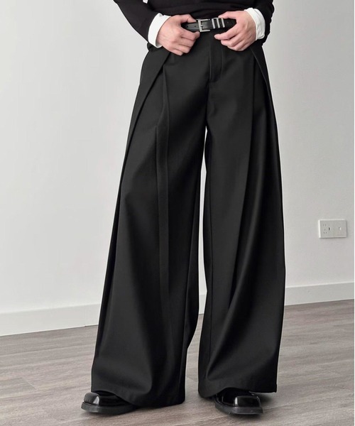 B.R.U(ブル)の「プリーツワイドレッグスラックス(スラックス・メンズ・ブラック/グレー・LARGE/MEDIUM)」の10枚目の写真