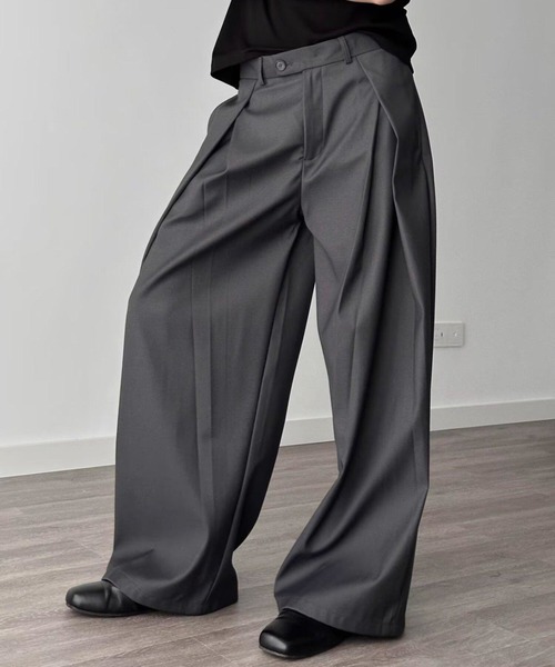 B.R.U(ブル)の「プリーツワイドレッグスラックス(スラックス・メンズ・ブラック/グレー・LARGE/MEDIUM)」の19枚目の写真