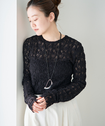 IENA | 《一部カラーWEB限定/追加4》Flowerストレッチレースプルオーバー(Tシャツ/カットソー)