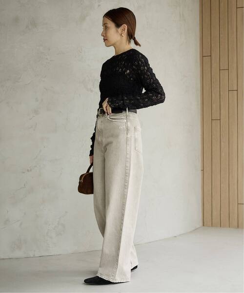 IENA（イエナ）の「《一部カラーWEB限定/追加4》Flowerストレッチレースプルオーバー（Tシャツ/カットソー・レディース・アイボリー/ブラック・FREE）」の4枚目の写真