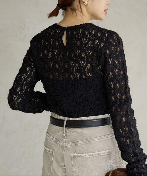 IENA（イエナ）の「《一部カラーWEB限定/追加4》Flowerストレッチレースプルオーバー（Tシャツ/カットソー・レディース・アイボリー/ブラック・FREE）」の17枚目の写真
