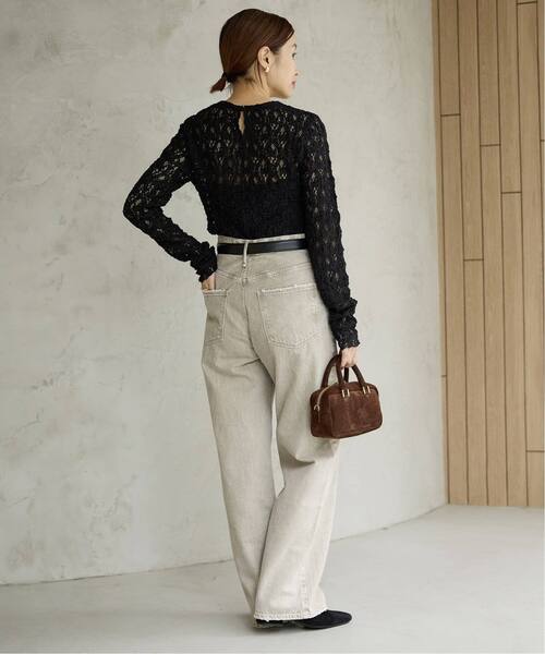 IENA（イエナ）の「《一部カラーWEB限定/追加4》Flowerストレッチレースプルオーバー（Tシャツ/カットソー・レディース・アイボリー/ブラック・FREE）」の18枚目の写真