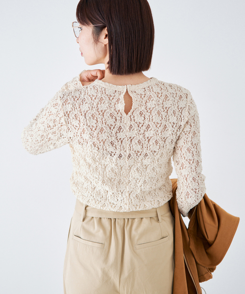 一部カラーWEB限定/追加4》Flowerストレッチレースプルオーバー（T