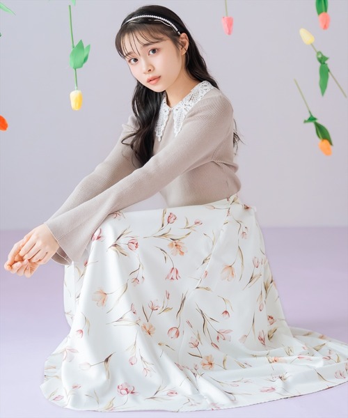 WILLSELECTION（ウィルセレクション）の「【Tulip Series】チューリッププリントタックフレアスカート（スカート・レディース・ホワイト/ピンク/ミント・FREE）」の4枚目の写真