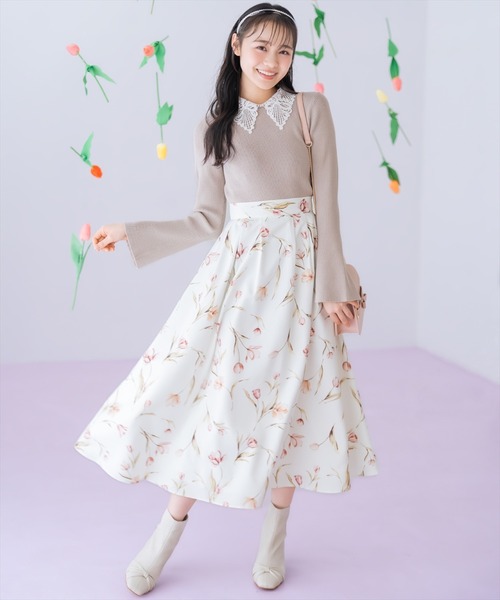 WILLSELECTION（ウィルセレクション）の「【Tulip Series】チューリッププリントタックフレアスカート（スカート・レディース・ホワイト/ピンク/ミント・FREE）」の5枚目の写真