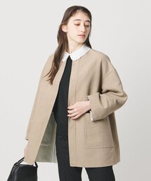 UNITED ARROWS | Asami バイカラー リバーコート(ノーカラーコート)