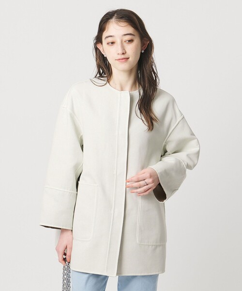 UNITED ARROWS（ユナイテッドアローズ）の「Asami バイカラー リバーコート（ノーカラーコート・レディース・ベージュ・38/36）」の6枚目の写真