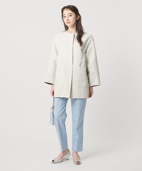 UNITED ARROWS（ユナイテッドアローズ）の「Asami バイカラー リバーコート（ノーカラーコート・レディース・ベージュ・38/36）」の3枚目の写真