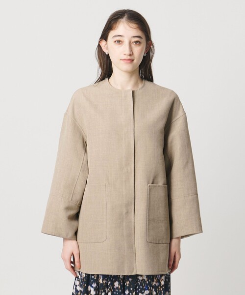 UNITED ARROWS（ユナイテッドアローズ）の「Asami バイカラー リバーコート（ノーカラーコート・レディース・ベージュ・38/36）」の4枚目の写真