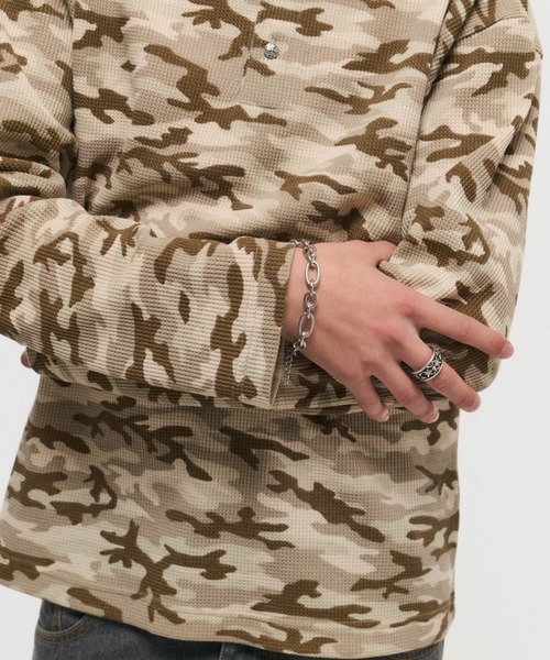 セール】HENLEY CAMO WAFFLE LONG-SLEEVE TEE / カモ総柄ヘンリー