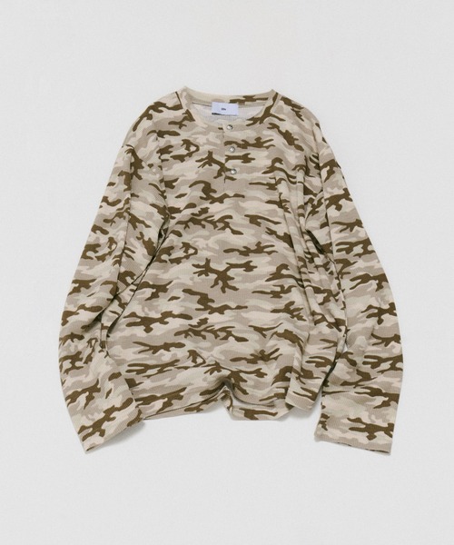 HENLEY CAMO WAFFLE LONG-SLEEVE TEE / カモ総柄ヘンリーネック