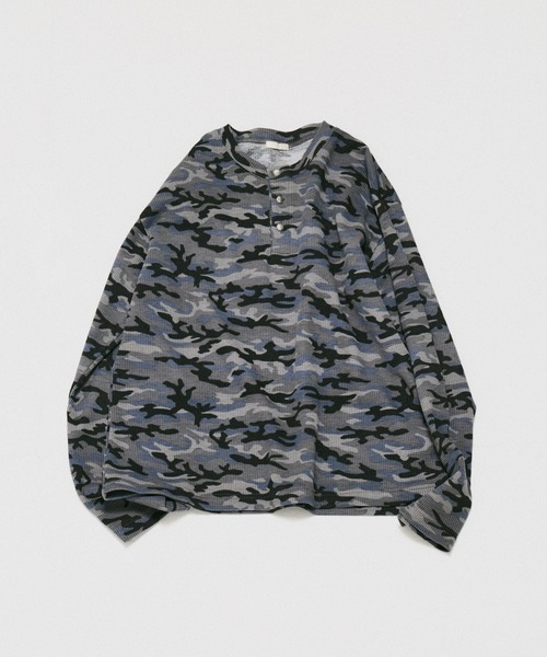 セール】HENLEY CAMO WAFFLE LONG-SLEEVE TEE / カモ総柄ヘンリー
