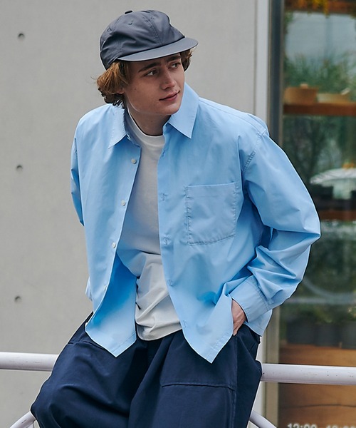 MAISON CLUB（メゾンクラブ）の「【MAISON CLUB】Cropped Compact Shirt / クロップド丈コンパクトシャツ（シャツ/ブラウス・メンズ・ブラック/サックスブルー/ホワイト・M/L）」の14枚目の写真