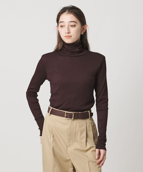 UNITED ARROWS(ユナイテッドアローズ)の「コットン テレコ タートル カットソー(Tシャツ/カットソー・レディース・ダークブラウン/ブラック/ライトピンク/ホワイト・FREE)」の9枚目の写真